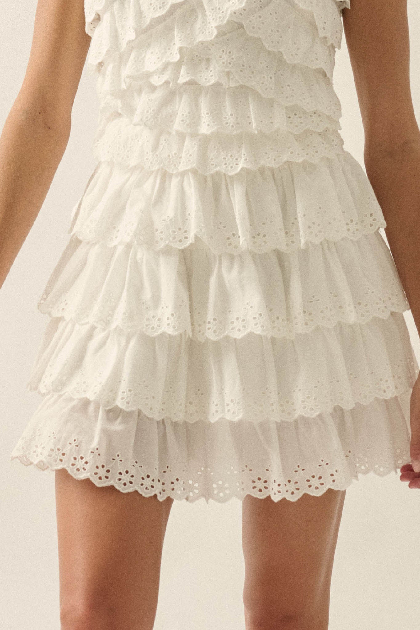 Crush On You Tiered ruffle Eyelet Lace Mini Skirt