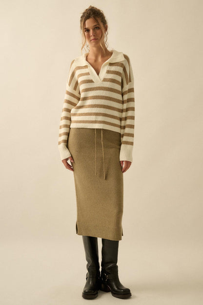 Promise the Label Textured Knit Sweater Midi Skirt