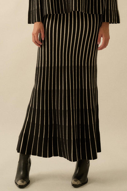 Next in Line Striped Mermaid Maxi Sweater Skirt