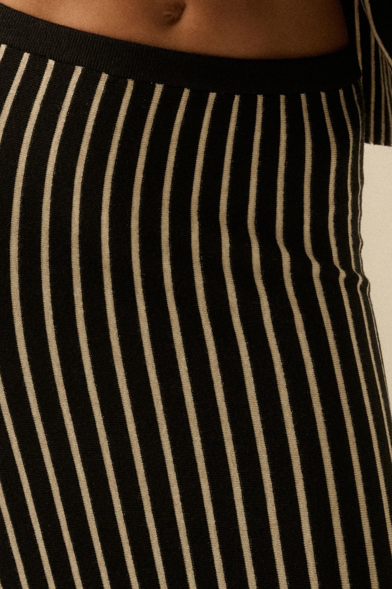 Next in Line Striped Mermaid Maxi Sweater Skirt