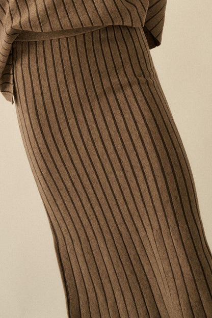 Next in Line Striped Mermaid Maxi Sweater Skirt