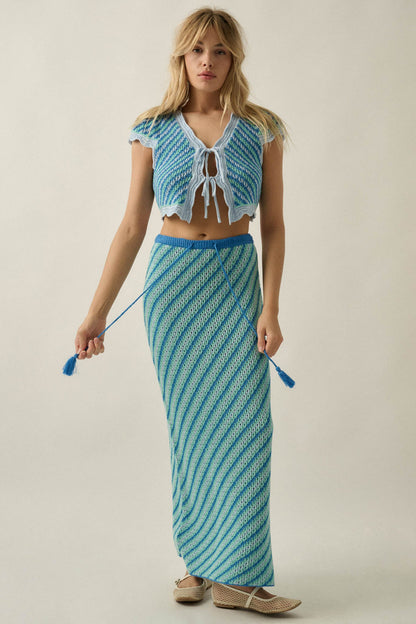 Endless Summer Striped Crochet-Knit Maxi Skirt