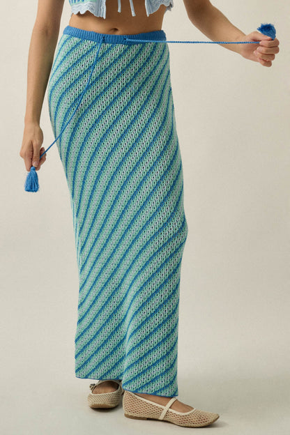 Endless Summer Striped Crochet-Knit Maxi Skirt