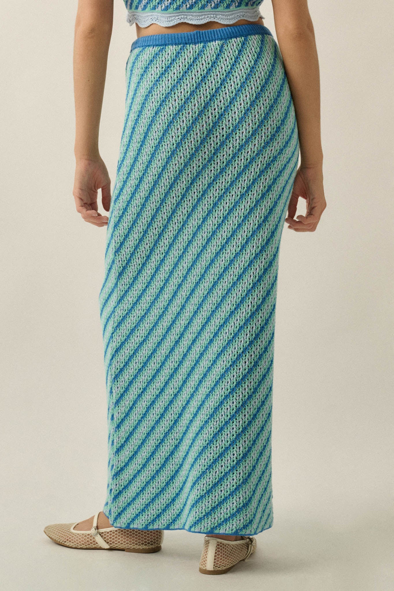 Endless Summer Striped Crochet-Knit Maxi Skirt