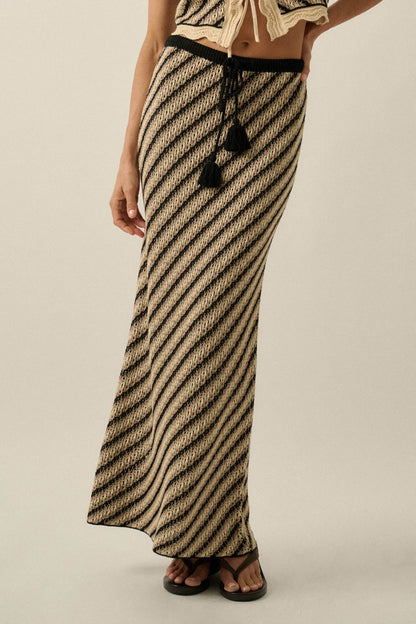 Endless Summer Striped Crochet-Knit Maxi Skirt