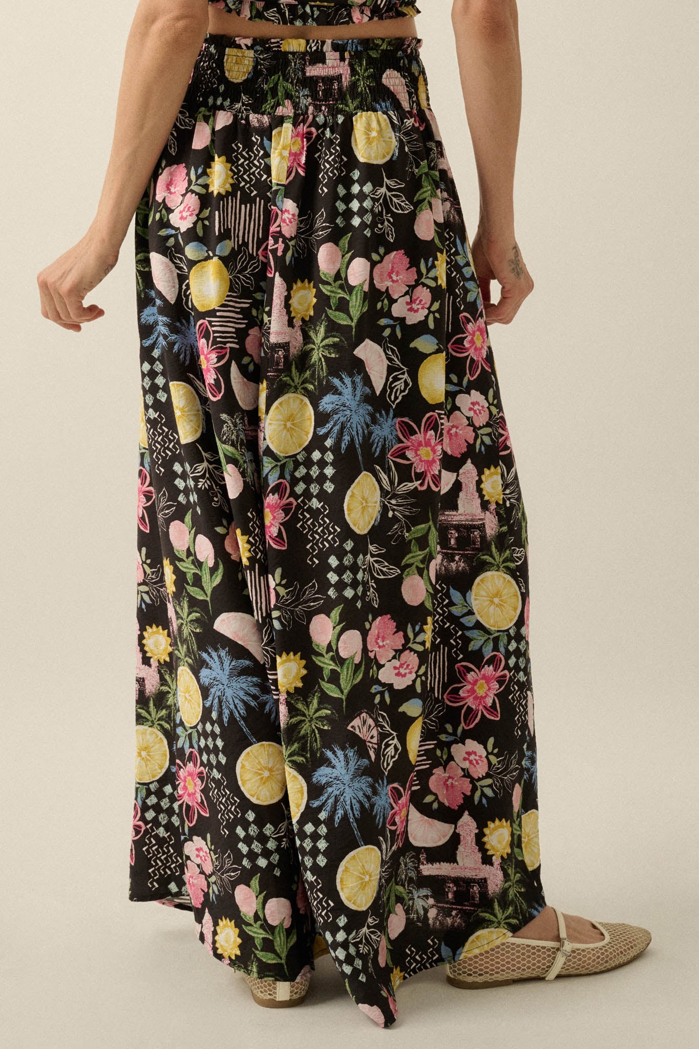 Celebrate Life Fruit & Floral-Print Button Maxi Skirt