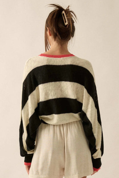 Get It Straight Colorblock Striped Slub-Knit Sweater