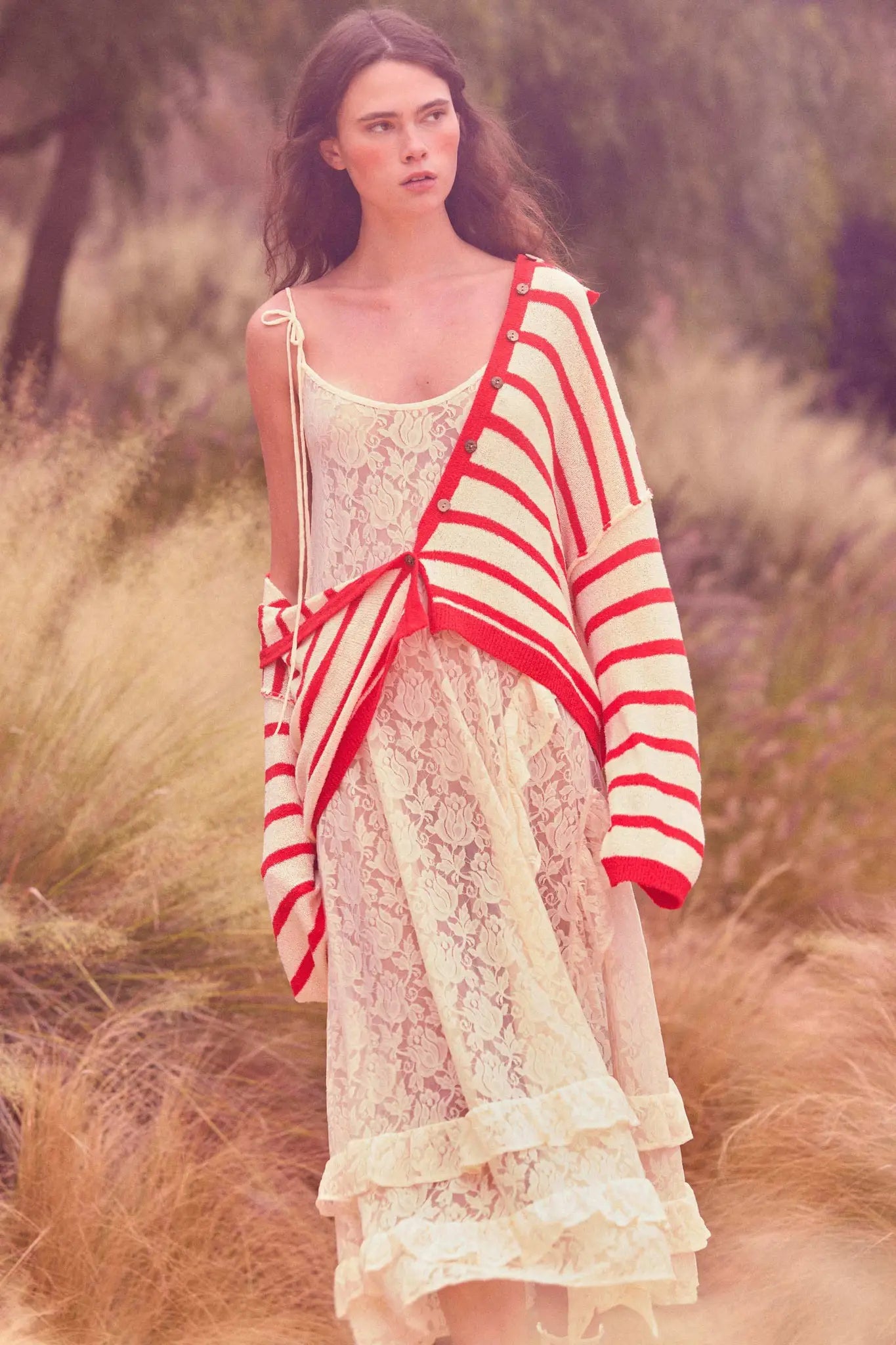 Between the Lines Striped Knit Collared Cardigan