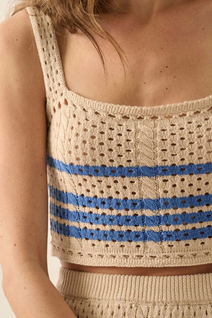 One More Time Striped Crochet Knit Tank Top