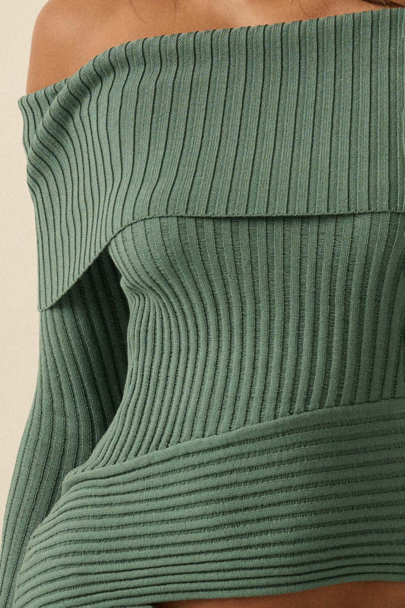 So Fine Semi-Sheer Rib-Knit Foldover Top