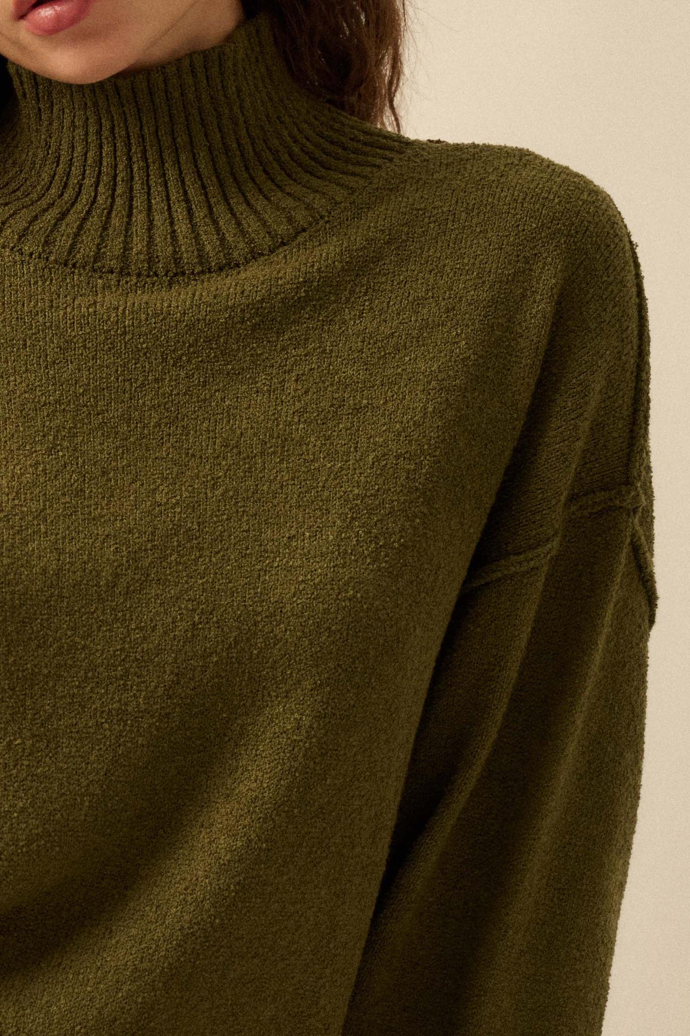 Promise the Label Textured Mock-Neck Sweater