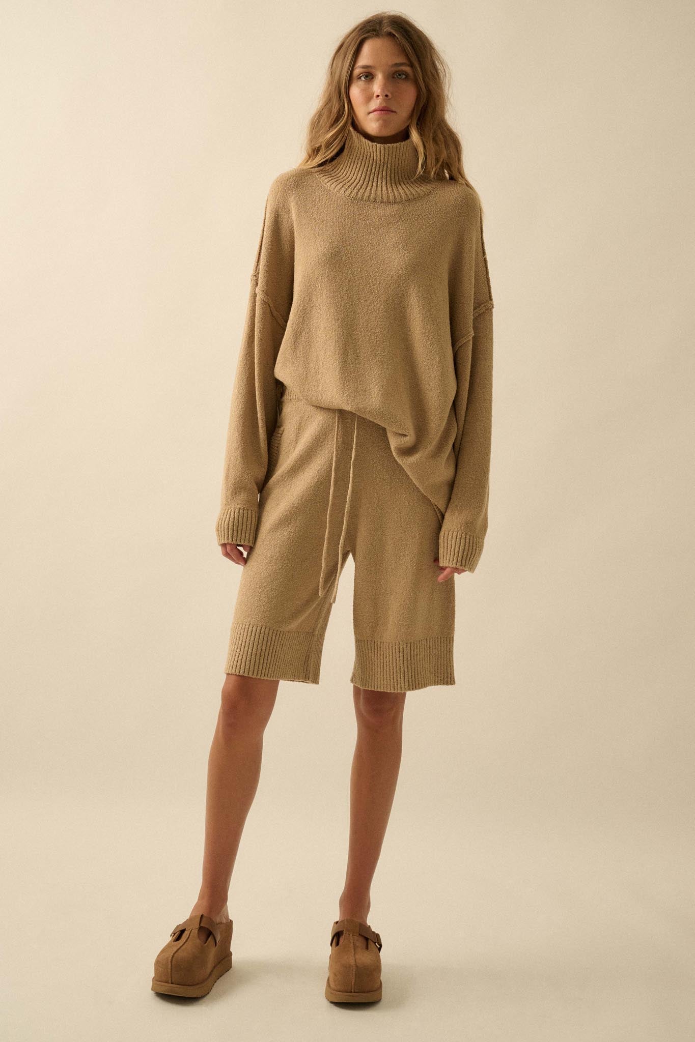 Promise the Label Textured Mock-Neck Sweater