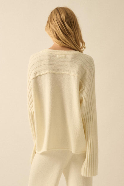 Promise the Label Textured Ribbed-Sleeve Sweater