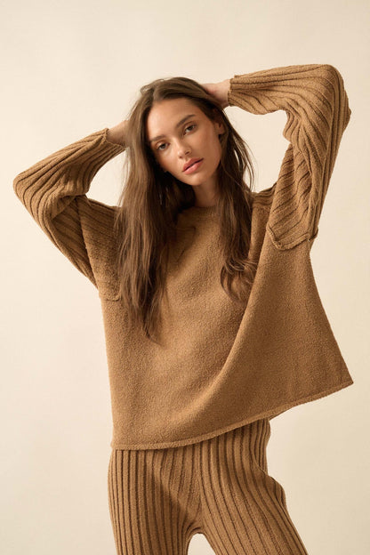 Promise the Label Textured Ribbed-Sleeve Sweater