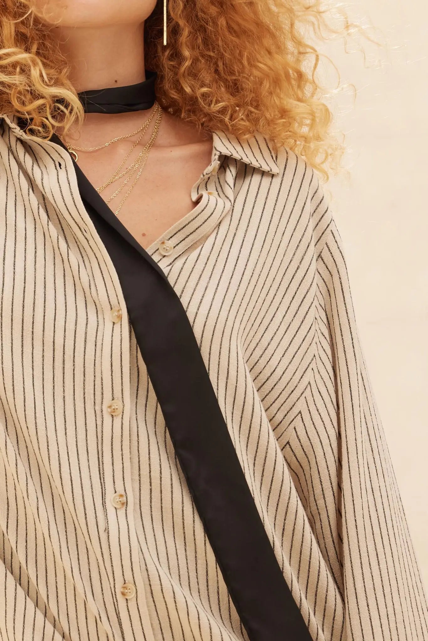 Down the Line Oversize Pinstripe Button-Up Shirt