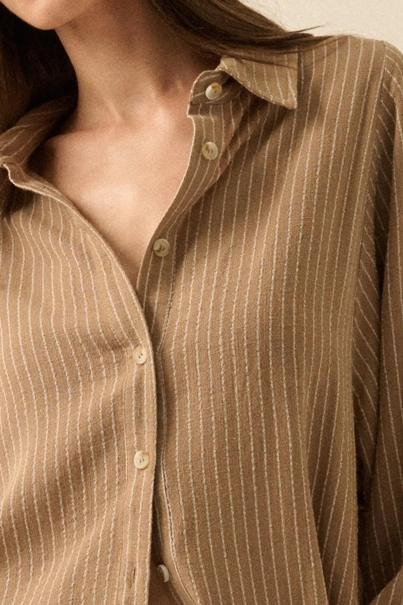 Down the Line Oversize Pinstripe Button-Up Shirt