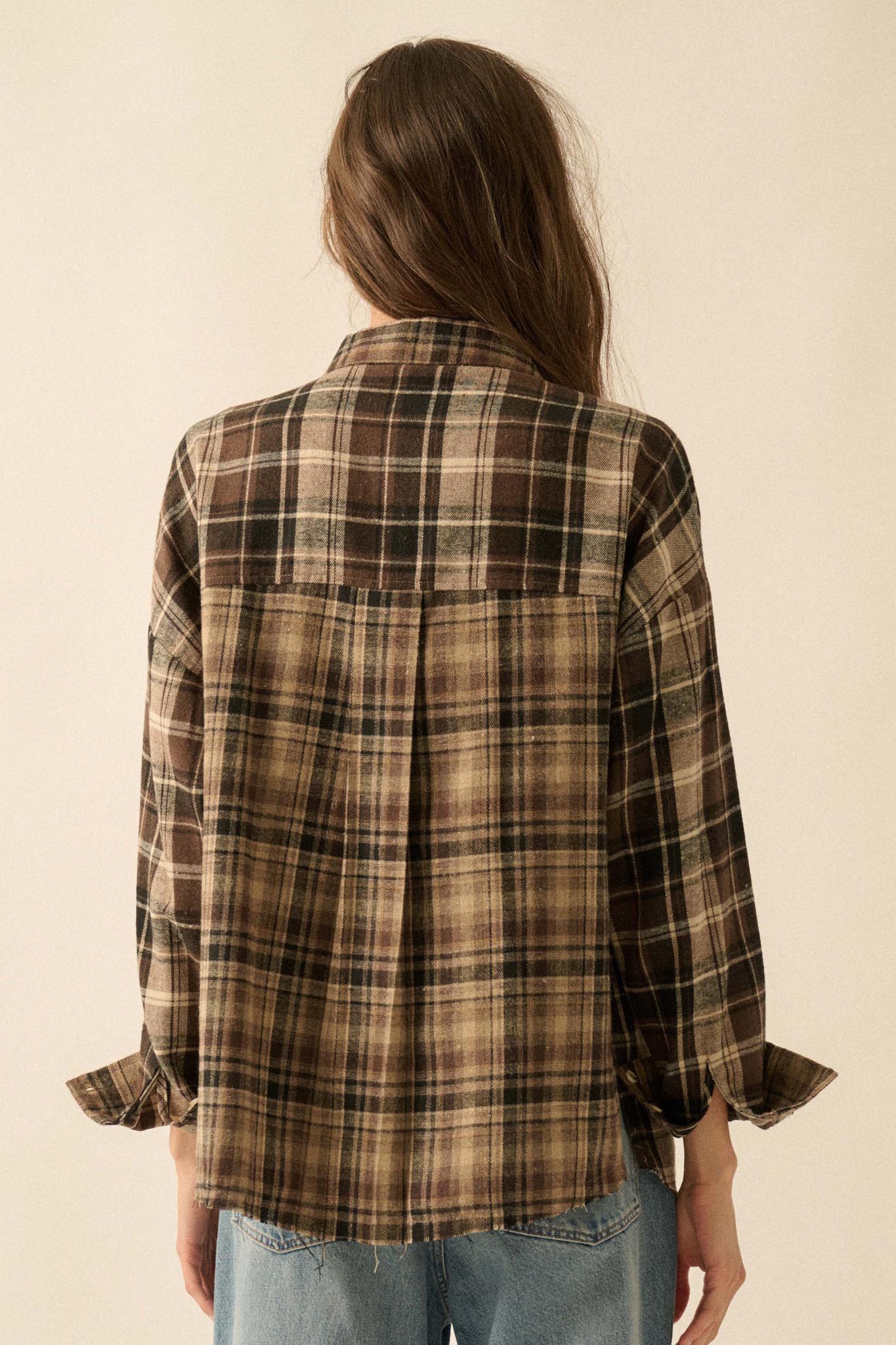 Country Roads Colorblock Plaid Button-Up Shirt