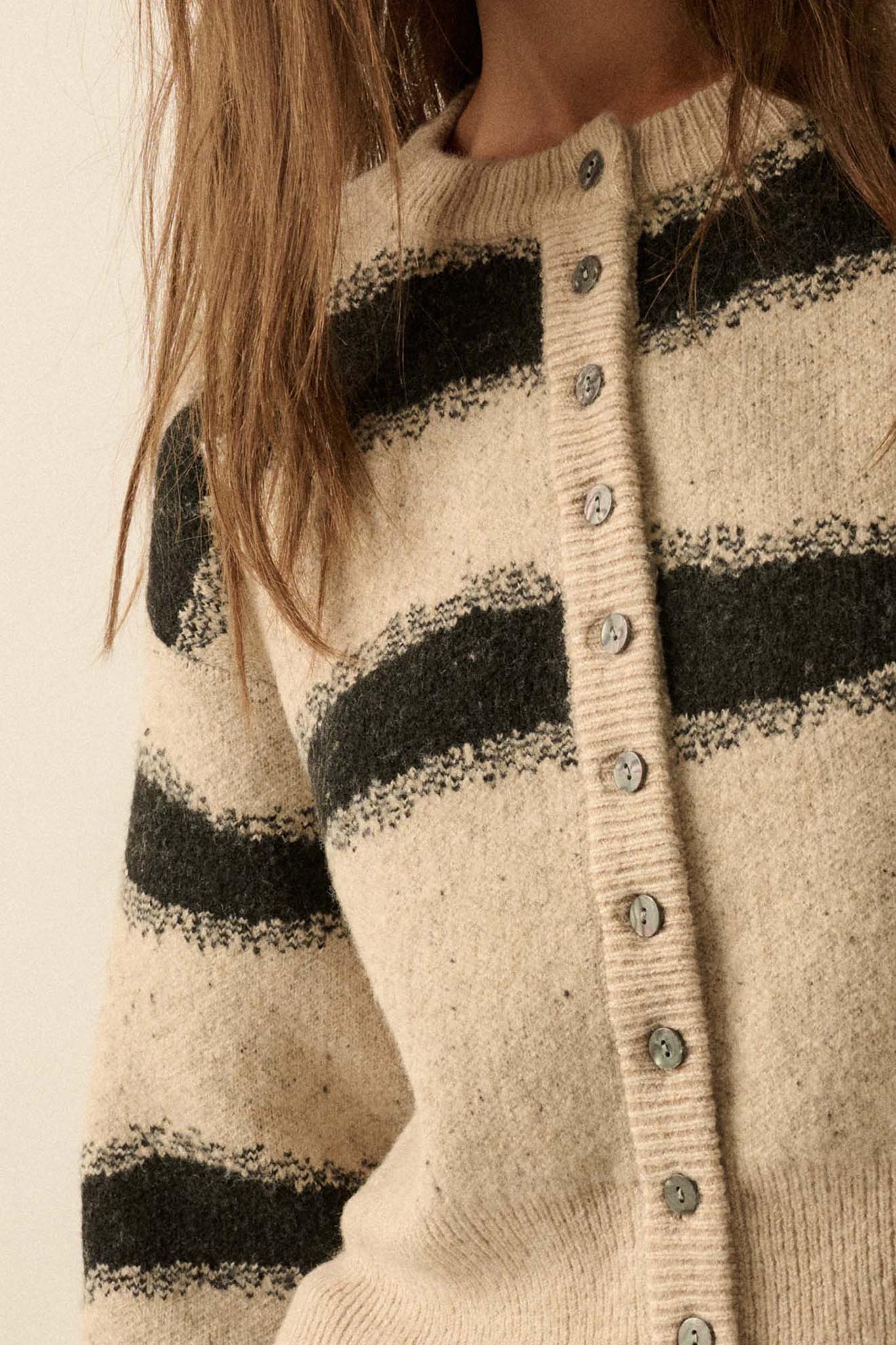Broad Strokes Striped Jacquard-Knit Cardigan