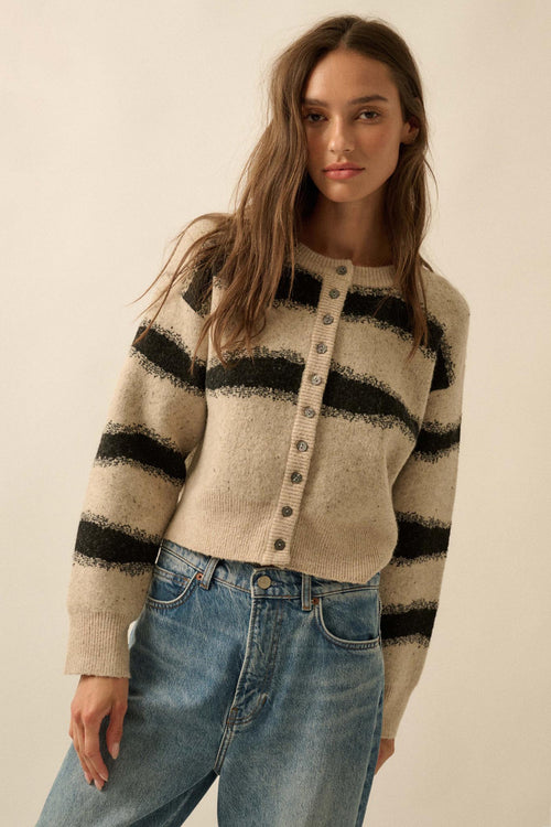 Broad Strokes Striped Jacquard-Knit Cardigan