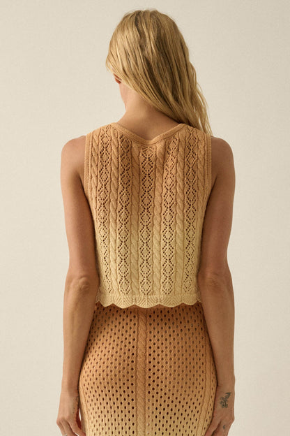 Fading Light Ombre Crochet-Knit Tie-Front Vest