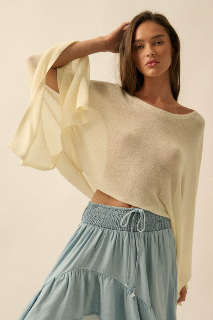 Sheer to Stay Lightweight Knit Poncho Sweater