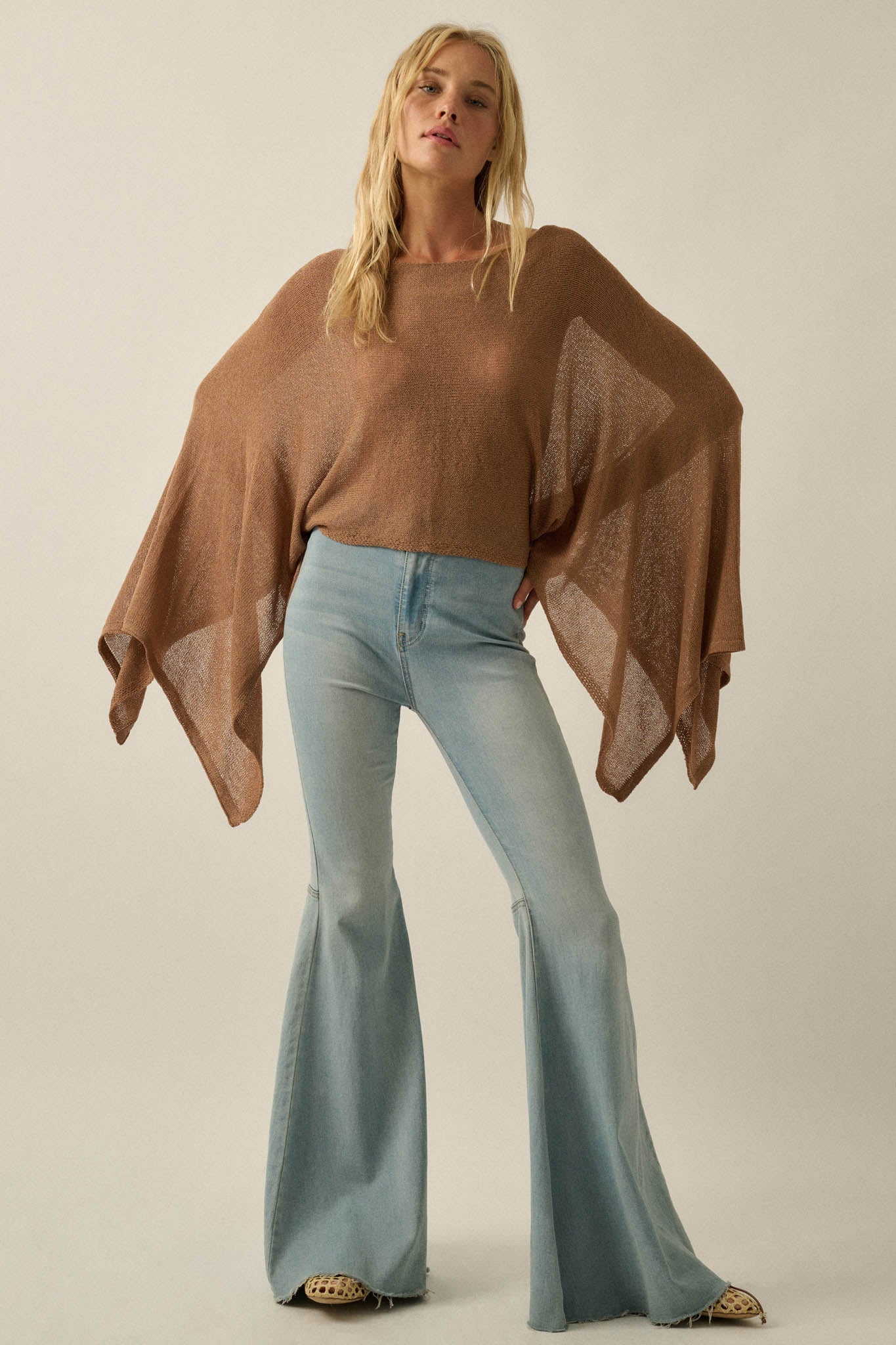 Sheer to Stay Lightweight Knit Poncho Sweater