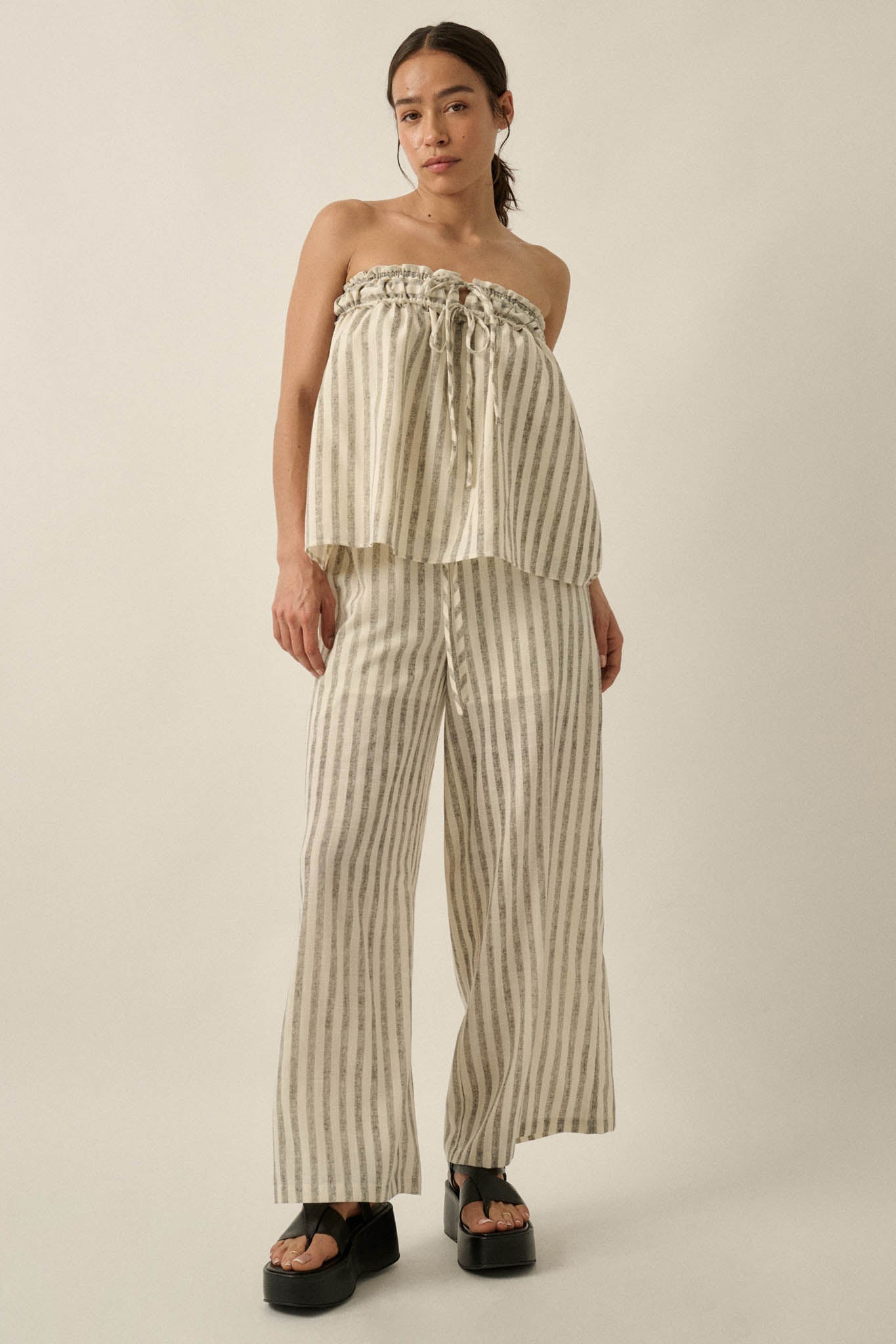 All Weekend Long Striped Strapless Swing Top