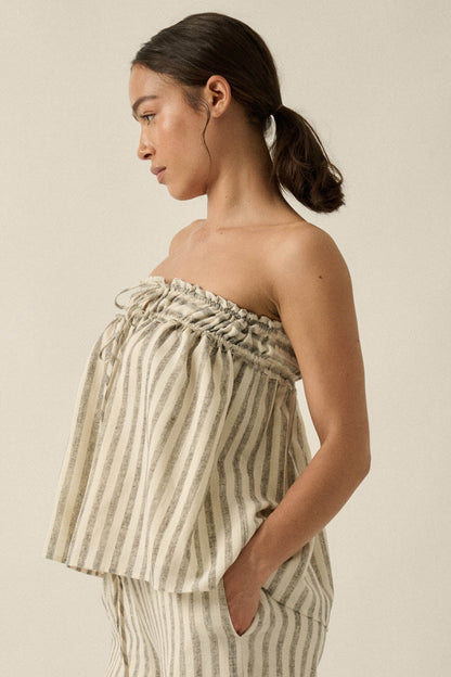 All Weekend Long Striped Strapless Swing Top