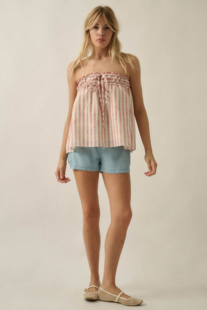 All Weekend Long Striped Strapless Swing Top