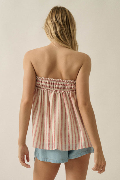 All Weekend Long Striped Strapless Swing Top