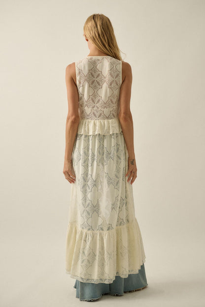 Fly Me Away Sheer Lace Tie-Front Maxi Top