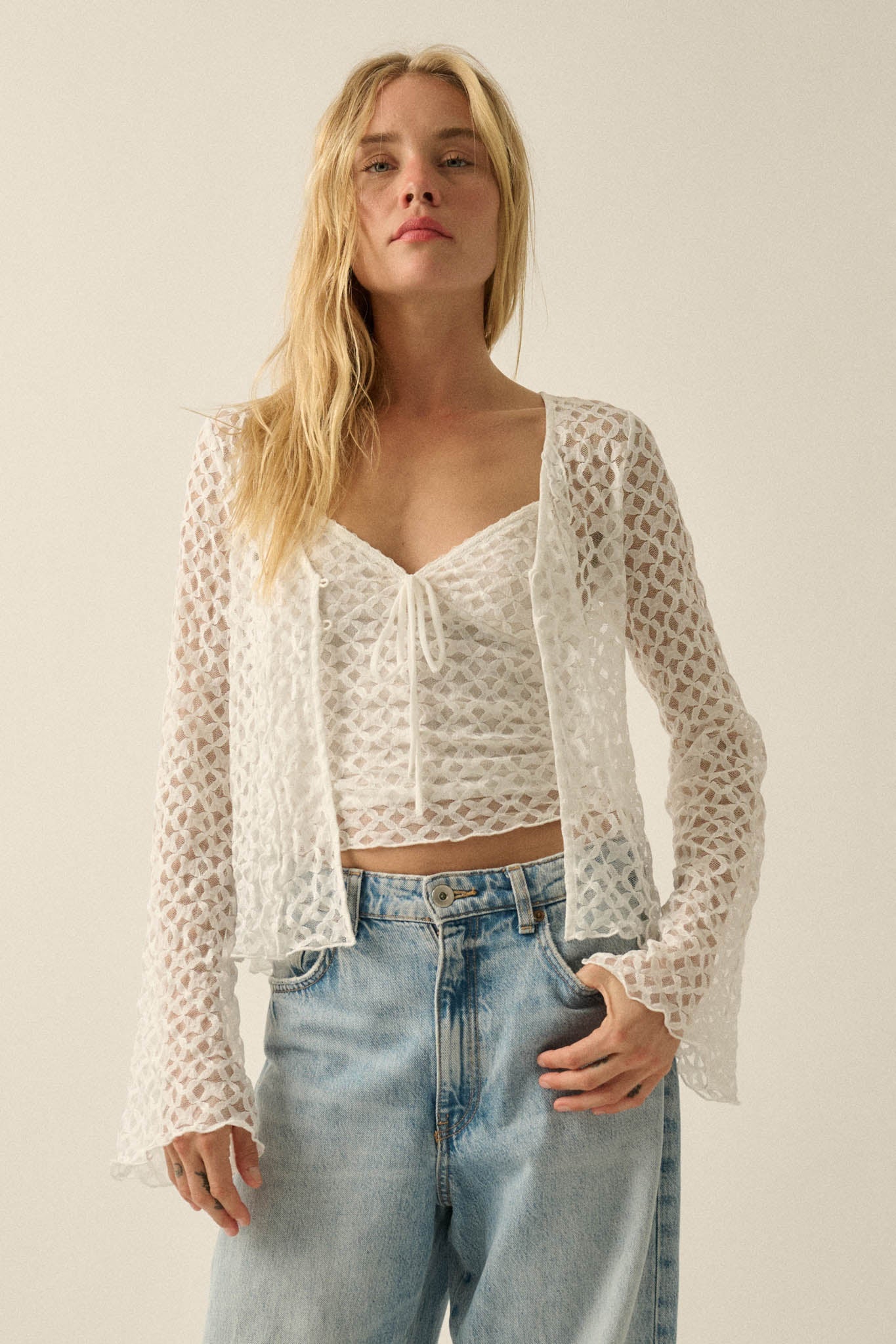 First Kiss Floral Lace Cropped Cami Top