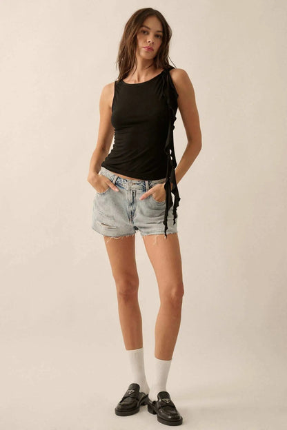 Smooth Moves Ruffle Tie-Strap Sleeveless Top