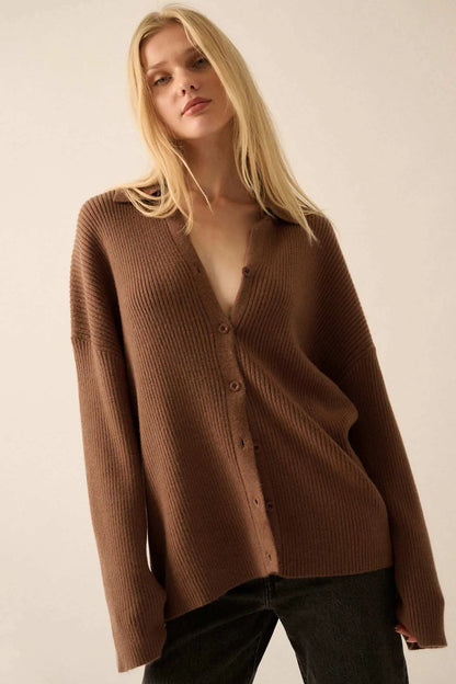 Promise the Label Rib-Knit Oversize Cardigan Sweater
