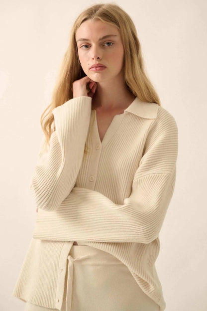 Promise the Label Rib-Knit Oversize Cardigan Sweater