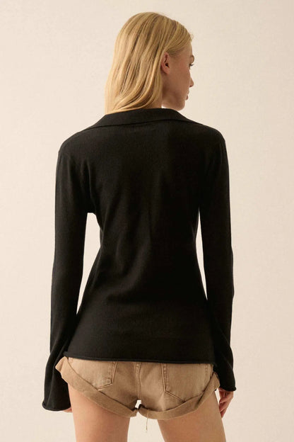 Promise the Label Brushed Knit Split-Front Top
