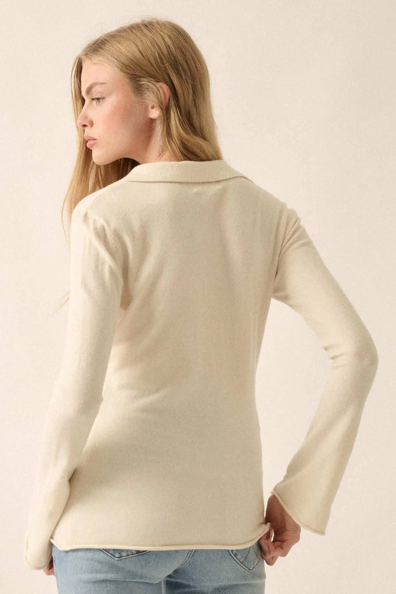Promise the Label Brushed Knit Split-Front Top