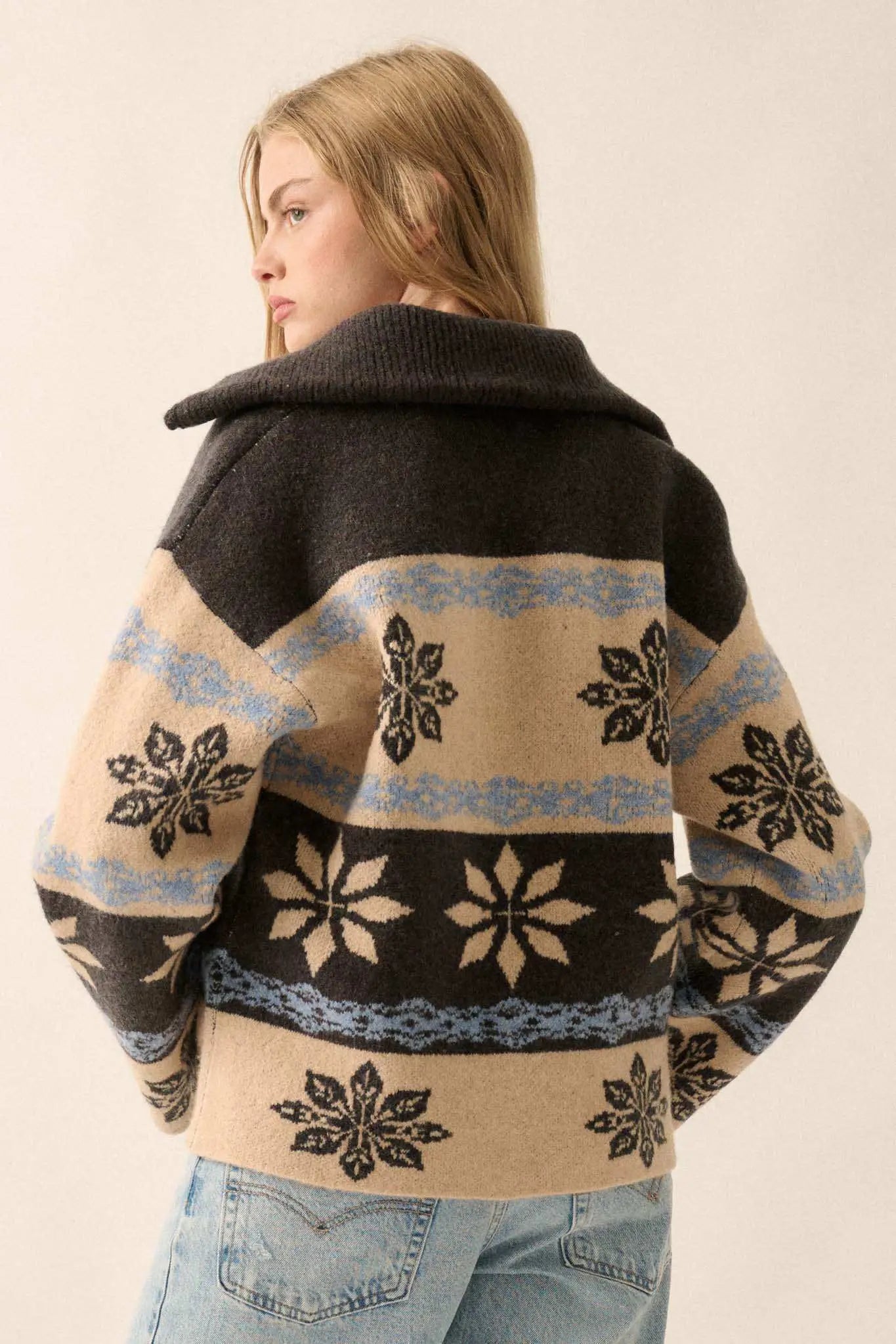 Aspen Slopes Collared Alpine-Knit Sweater