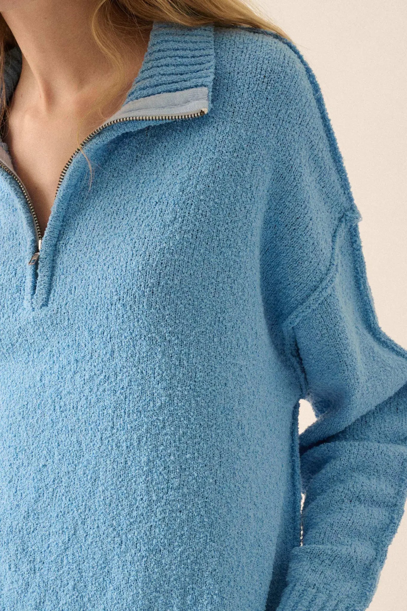 Choose Joy Textured Knit Half-Zip Sweater