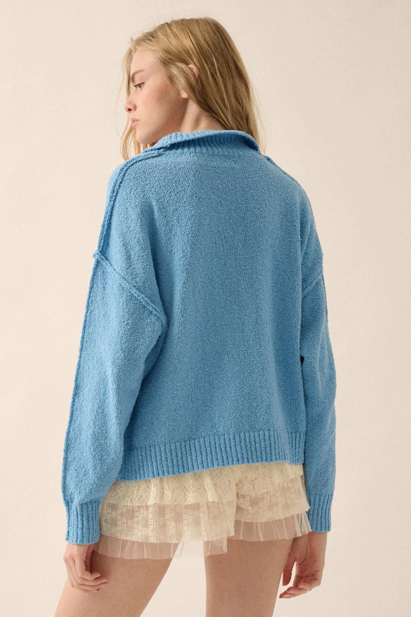 Choose Joy Textured Knit Half-Zip Sweater