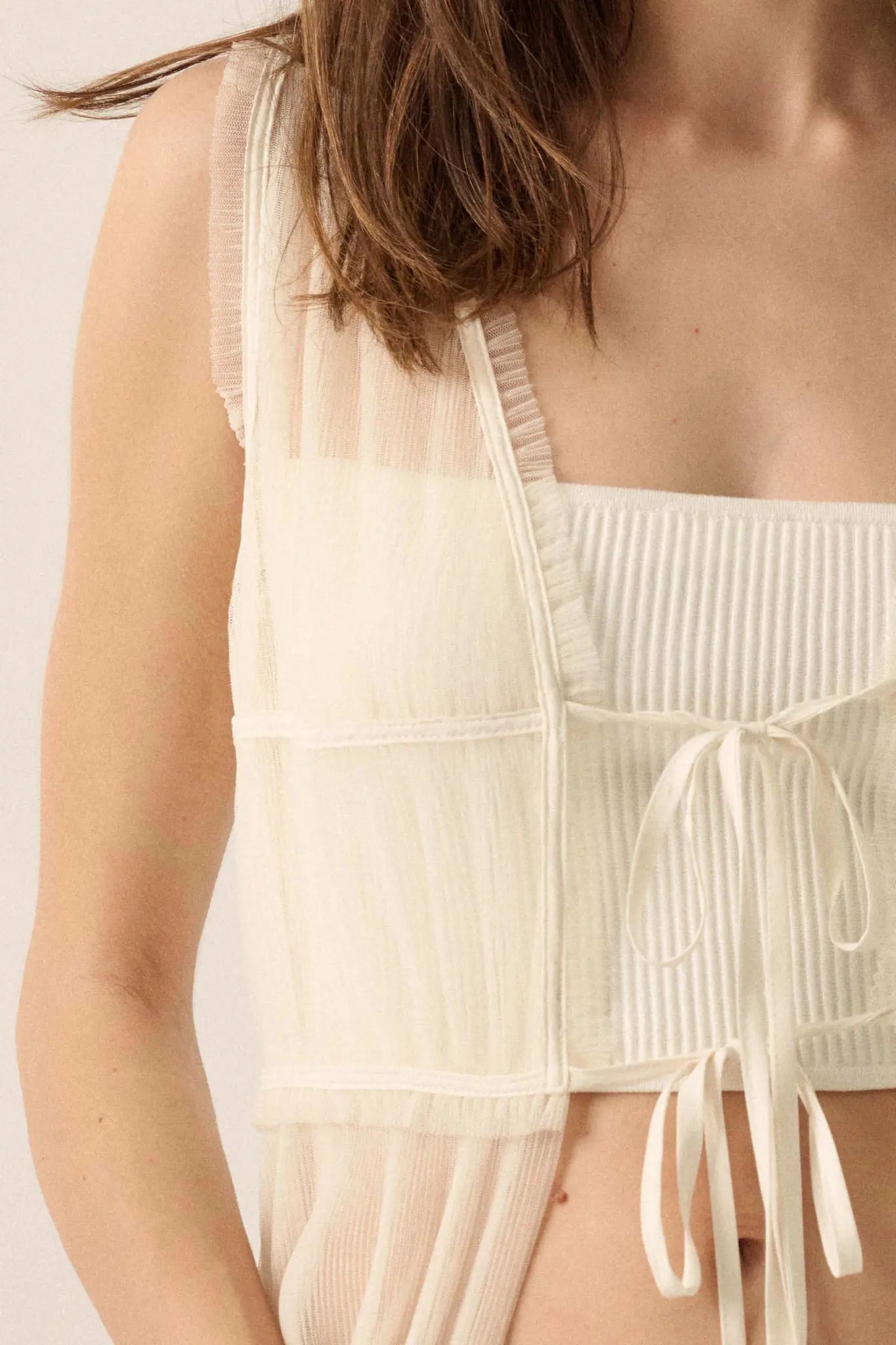 Softest Sigh Sheer Tulle Tie-Front Maxi Top