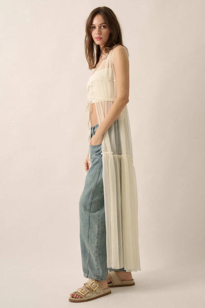 Softest Sigh Sheer Tulle Tie-Front Maxi Top