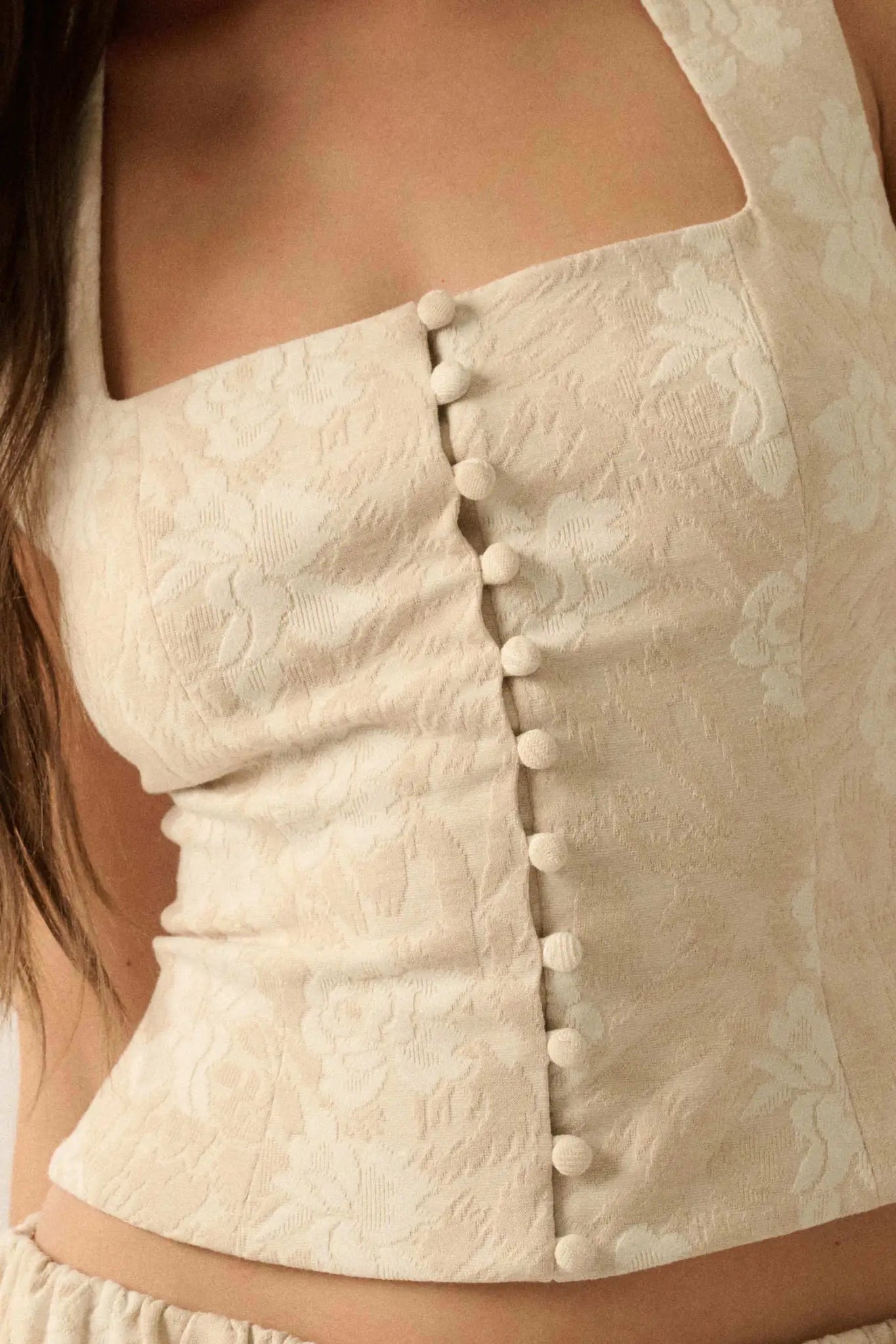 Blooming Loom Floral Tapestry Corset Top