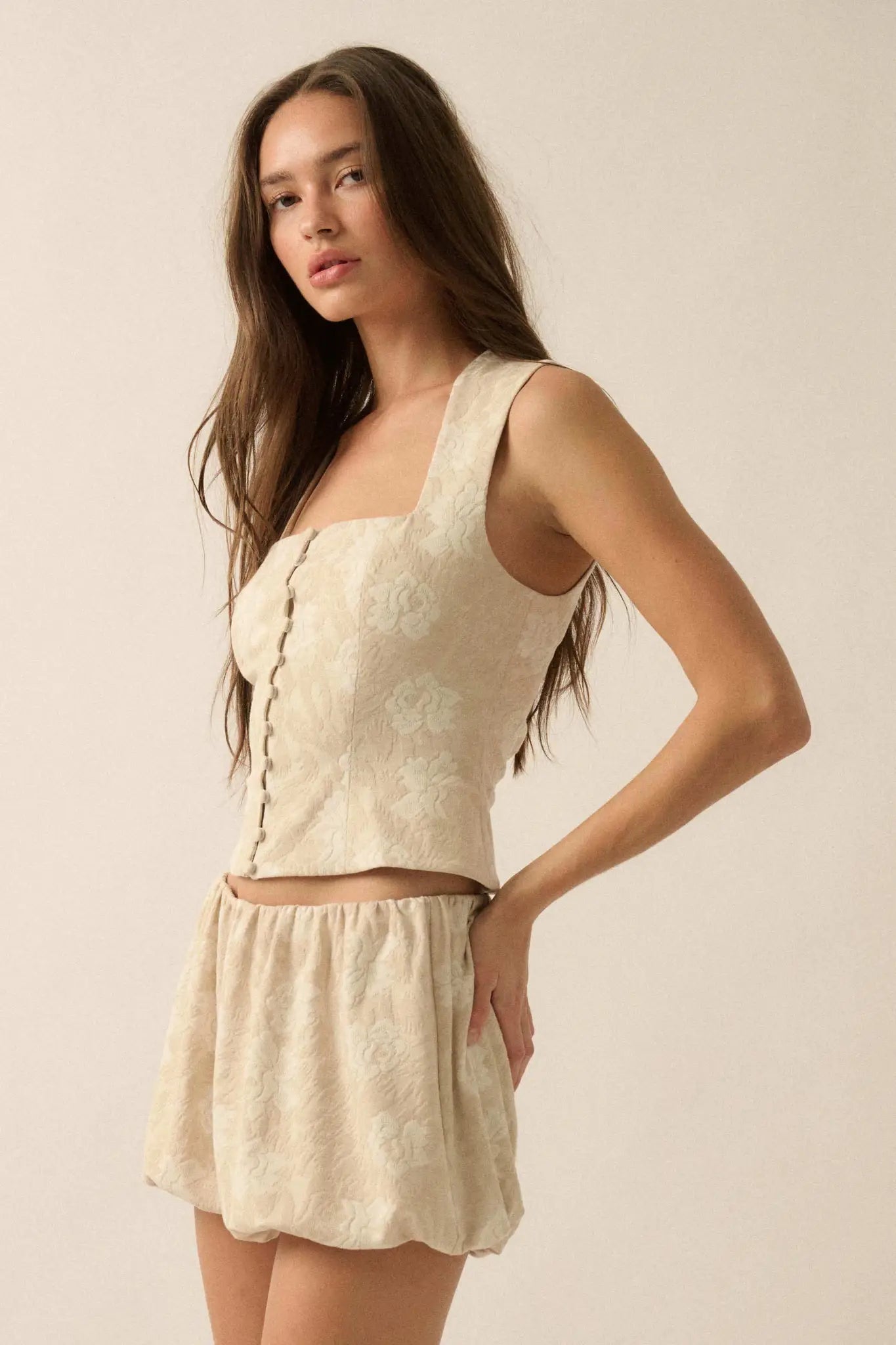 Blooming Loom Floral Tapestry Corset Top