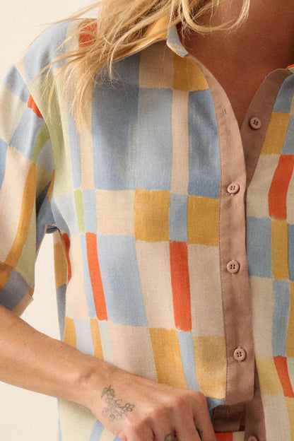 Shine Bright Multicolor Check Button-Up Shirt