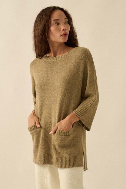 Promise the Label Textured Knit Tunic Sweater