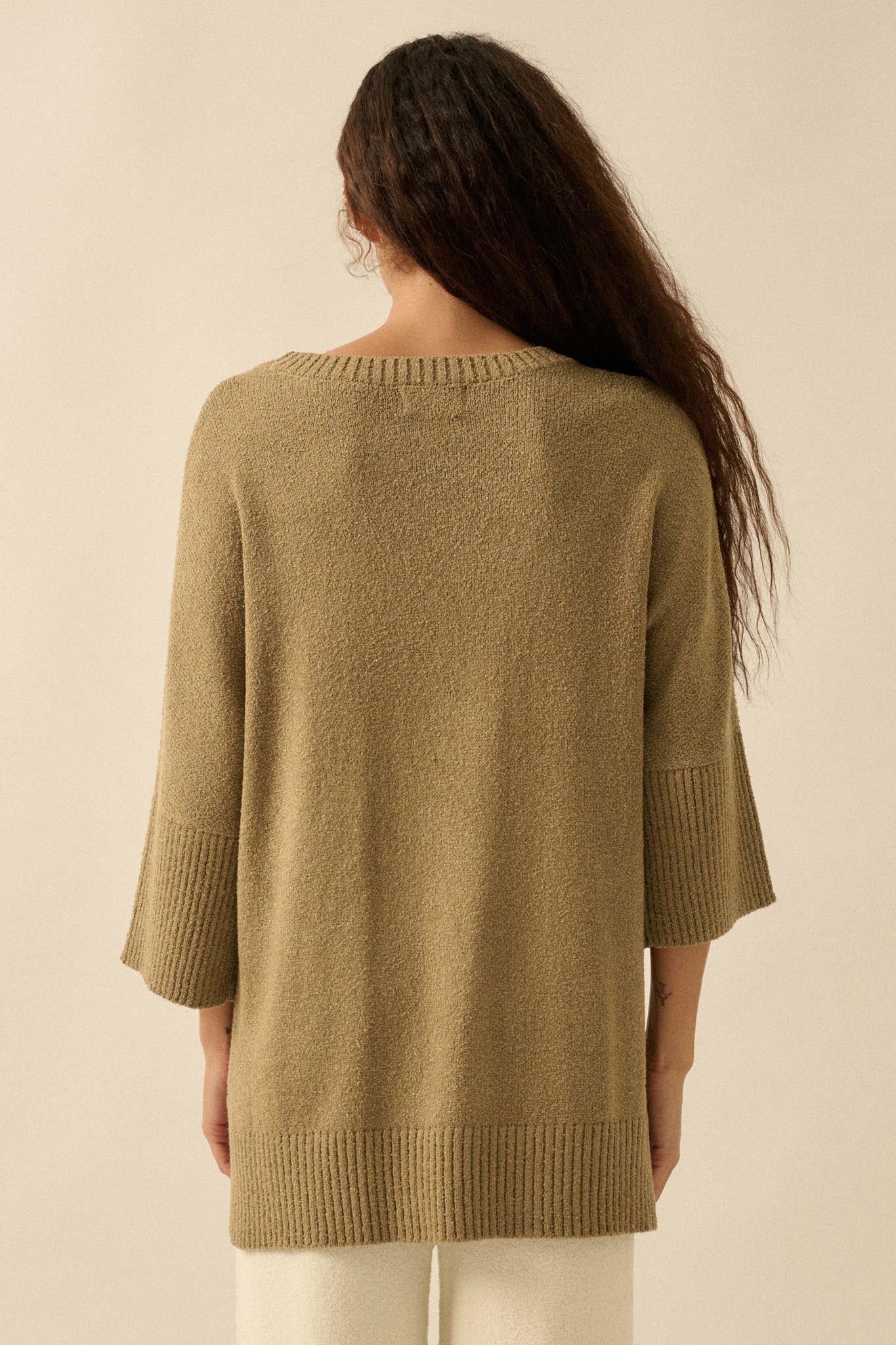 Promise the Label Textured Knit Tunic Sweater