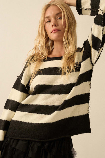 Promise the Label Striped Rolled-Edge Sweater