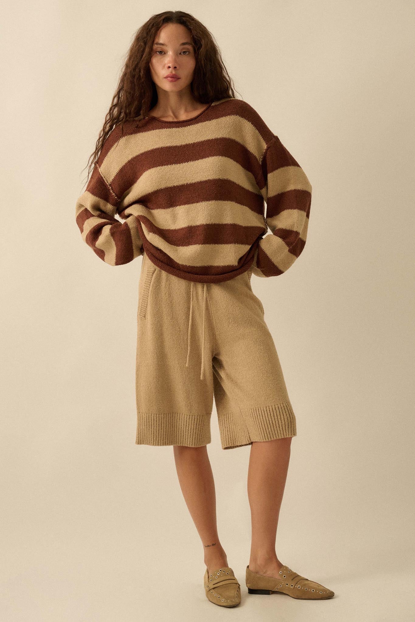 Promise the Label Striped Rolled-Edge Sweater