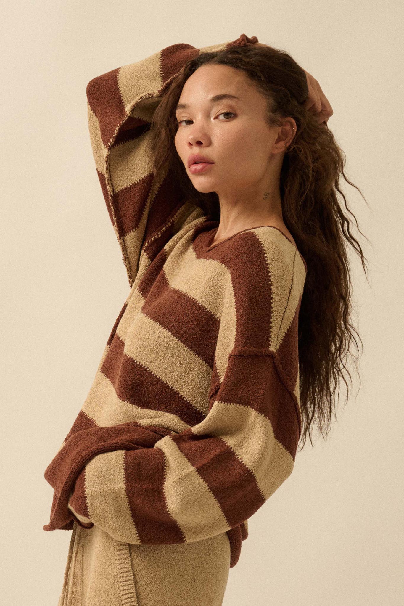 Promise the Label Striped Rolled-Edge Sweater